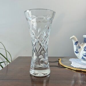 Vintage Crystal Vase Tall Clear Pineapple Cut